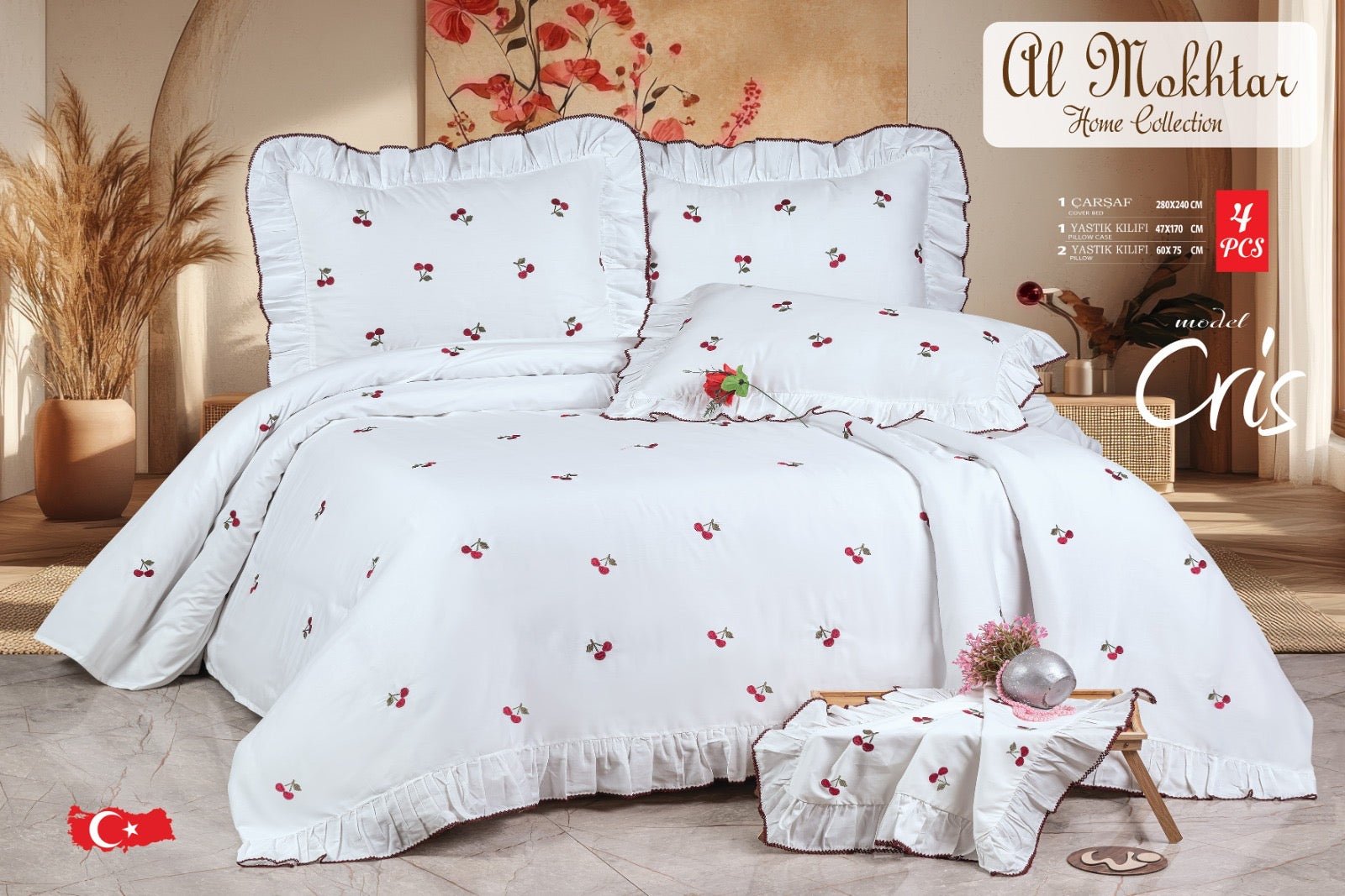 طقم كريز (ترند) 4 قطع قطن بركال - CENTER ELGENDY